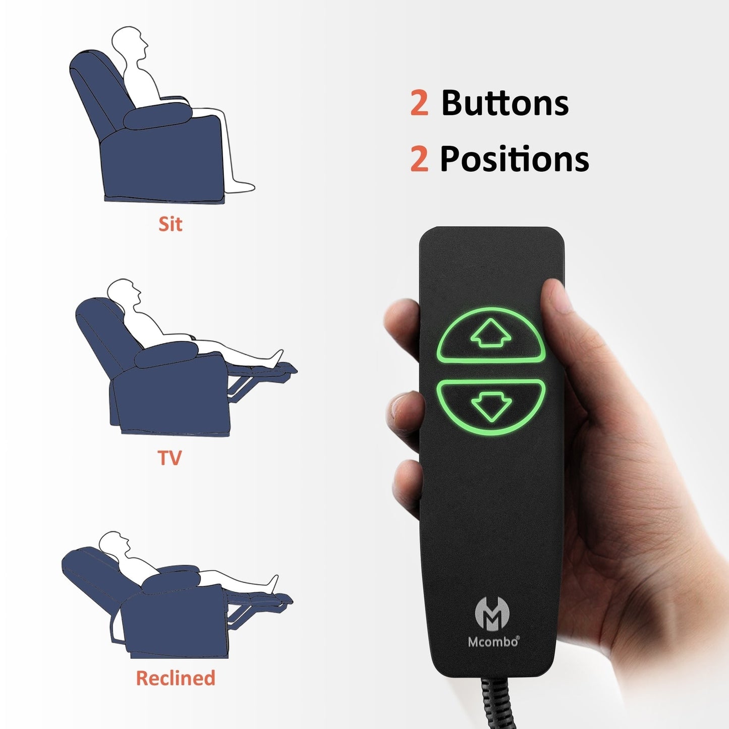 Poltrona reclinabile elettrica MCombo con riscaldamento e massaggio, tessuto 6079/PR670