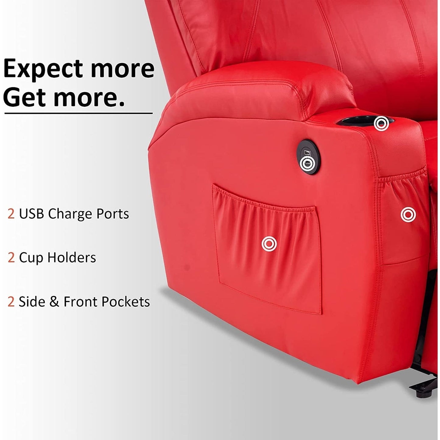 Poltrona reclinabile elettrica Mcombo con massaggio e calore, similpelle 7050