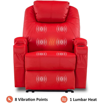 Poltrona reclinabile elettrica Mcombo con massaggio e calore, similpelle 7050