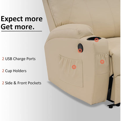 Poltrona reclinabile elettrica Mcombo con massaggio e calore, similpelle 7050