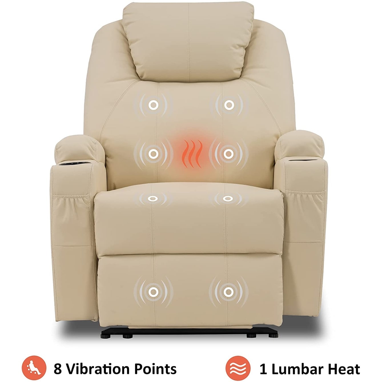 Poltrona reclinabile elettrica Mcombo con massaggio e calore, similpelle 7050