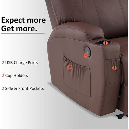 Poltrona reclinabile elettrica Mcombo con massaggio e calore, similpelle 7050