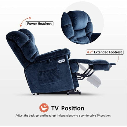 Poltrona reclinabile MCombo Infinite Position con poggiatesta elettrico per anziani, doppio motore, poggiapiedi esteso, tessuto (media)