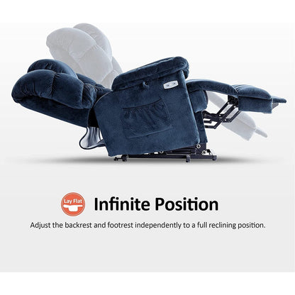 Poltrona reclinabile MCombo Infinite Position con poggiatesta elettrico per anziani, doppio motore, poggiapiedi esteso, tessuto (media)