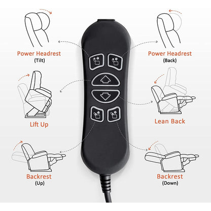Poltrona reclinabile MCombo Infinite Position con poggiatesta elettrico per anziani, doppio motore, poggiapiedi esteso, tessuto (media)
