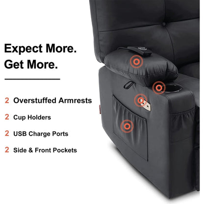 Poltrona reclinabile girevole elettrica MCombo Large con massaggio e calore, in similpelle 7748