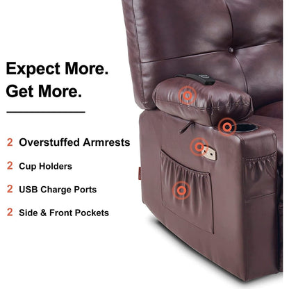 Poltrona reclinabile girevole elettrica MCombo Large con massaggio e calore, in similpelle 7748