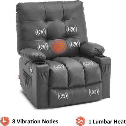 Poltrona reclinabile girevole elettrica MCombo Large con massaggio e calore, in similpelle 7748