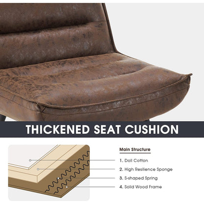 Sedia moderna MCombo con pouf, sedie da svago imbottite in tessuto bronzato