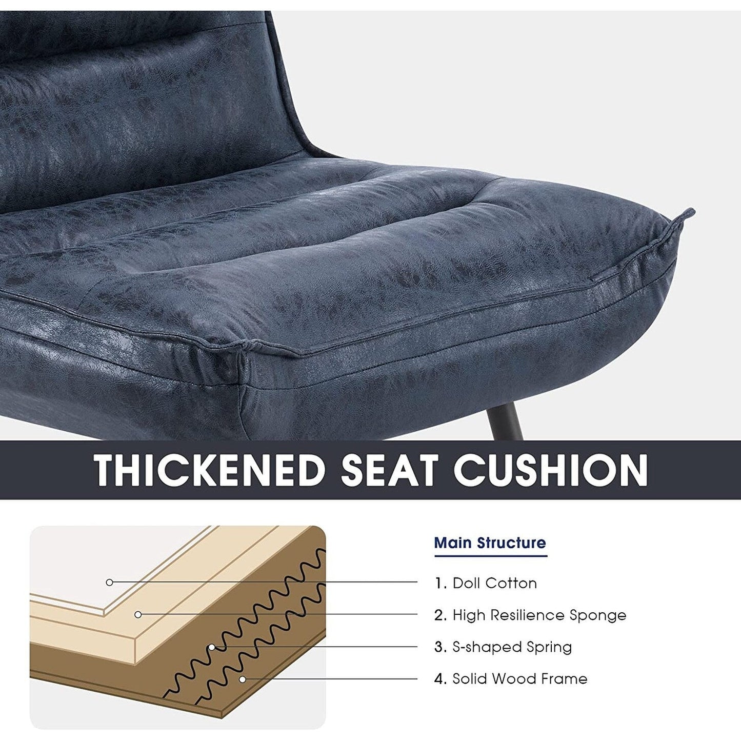 Sedia moderna MCombo con pouf, sedie da svago imbottite in tessuto bronzato