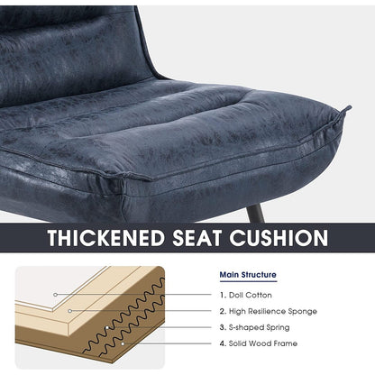 Sedia moderna MCombo con pouf, sedie da svago imbottite in tessuto bronzato