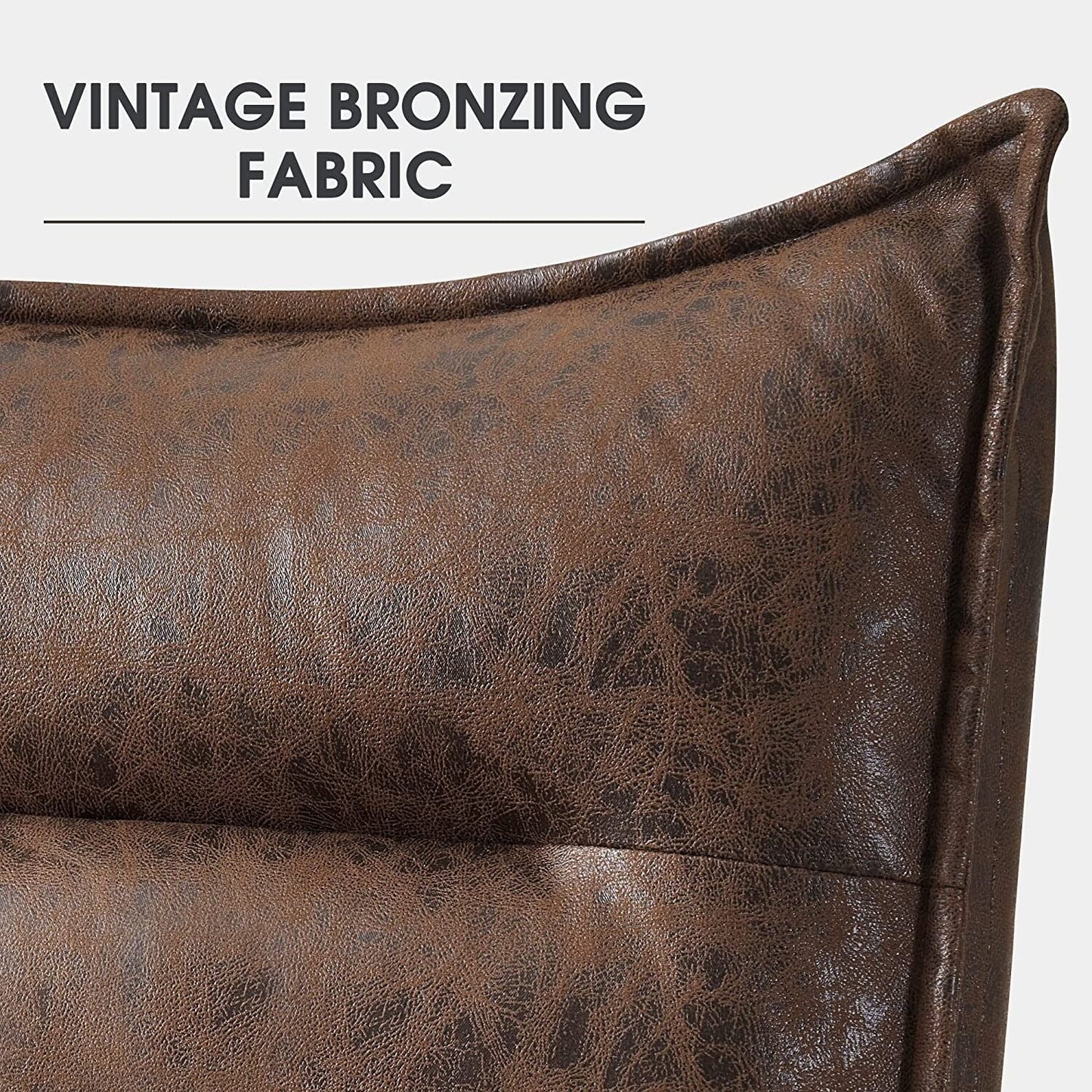 Sedia moderna MCombo con pouf, sedie da svago imbottite in tessuto bronzato