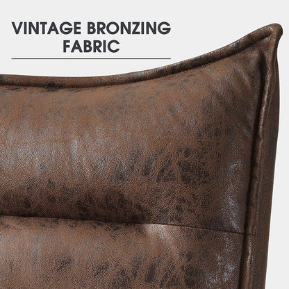 Sedia moderna MCombo con pouf, sedie da svago imbottite in tessuto bronzato