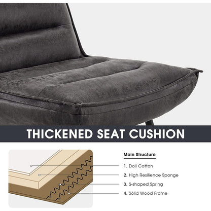 Sedia moderna MCombo con pouf, sedie da svago imbottite in tessuto bronzato