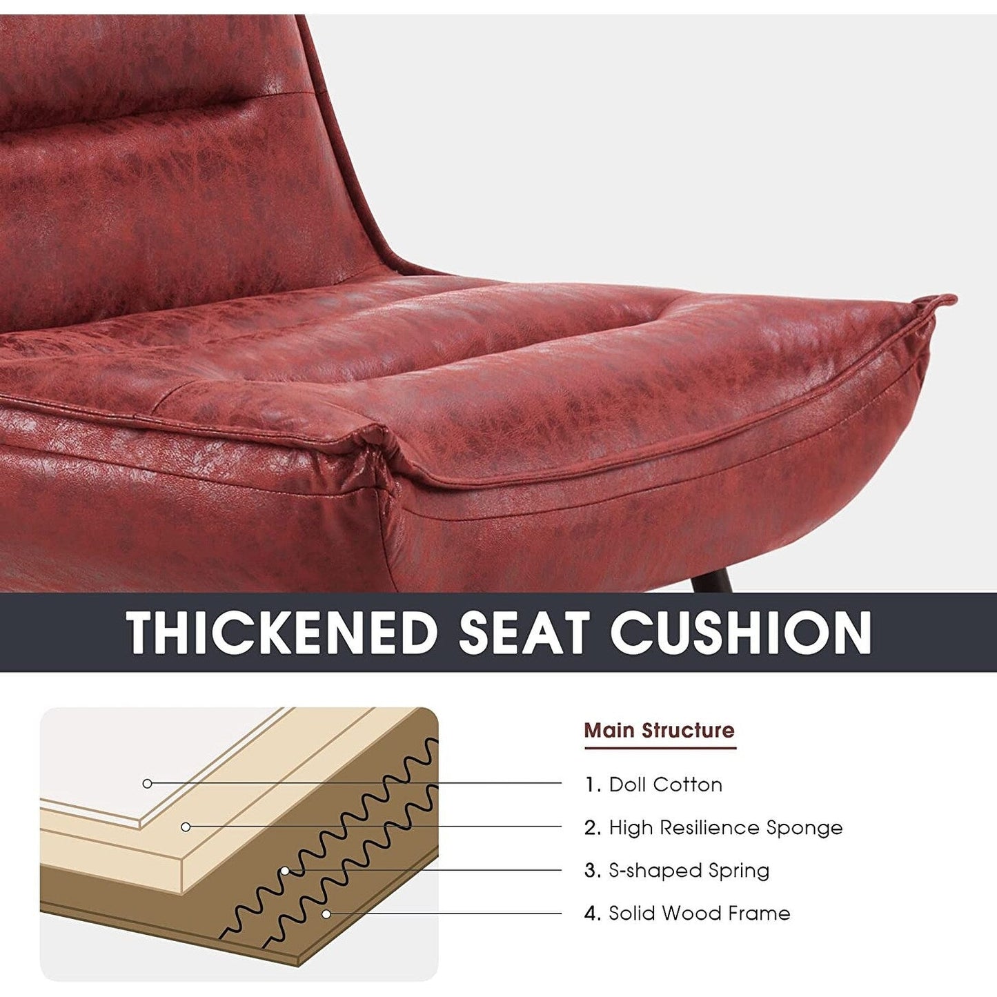 Sedia moderna MCombo con pouf, sedie da svago imbottite in tessuto bronzato