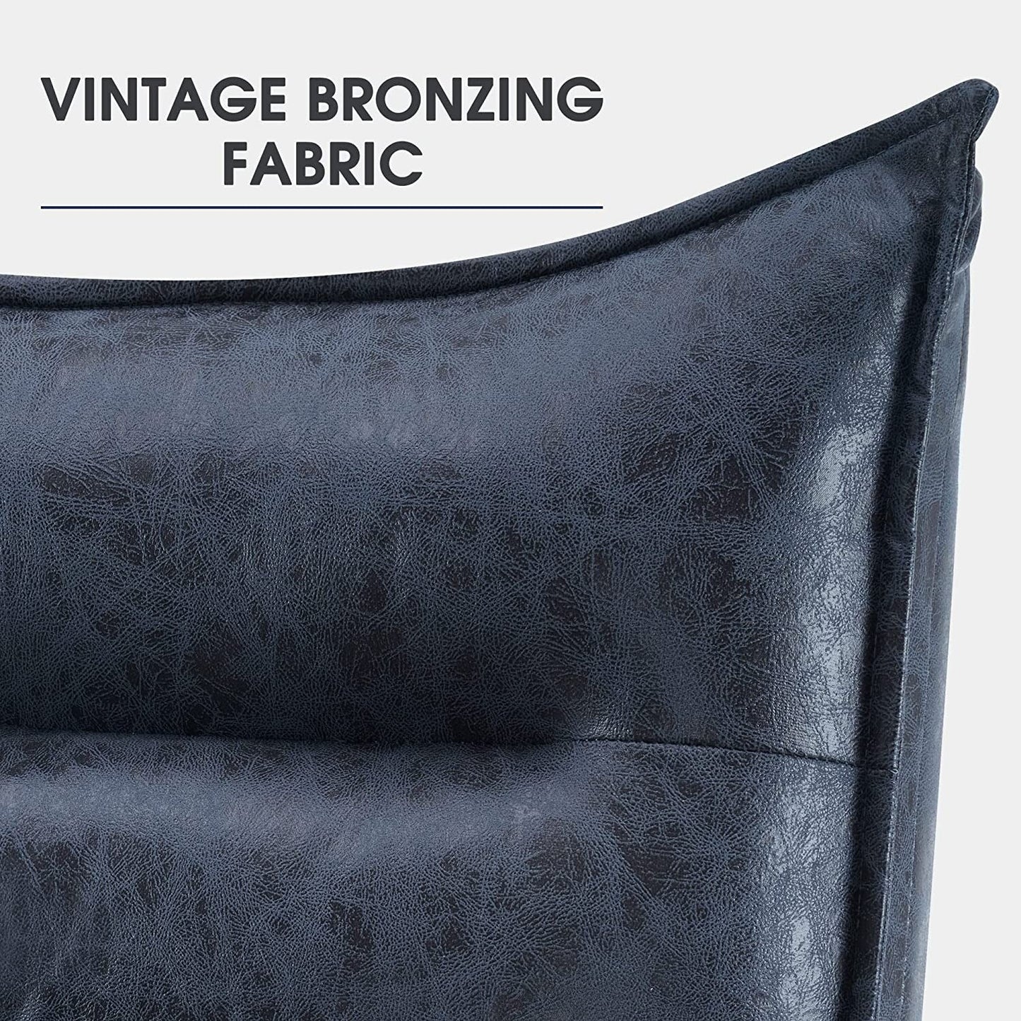 Sedia moderna MCombo con pouf, sedie da svago imbottite in tessuto bronzato