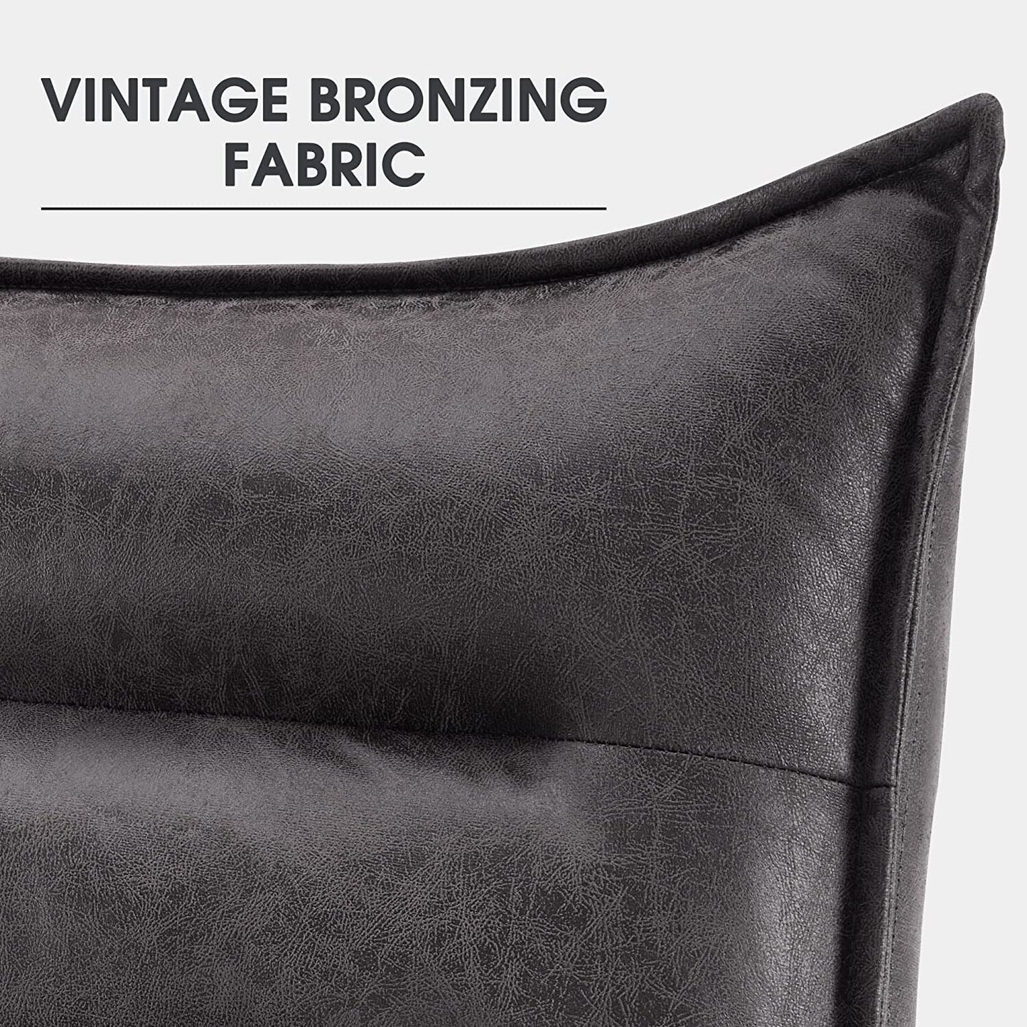 Sedia moderna MCombo con pouf, sedie da svago imbottite in tessuto bronzato