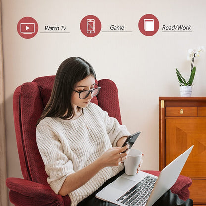 Poltrona reclinabile Mcombo con poggiapiedi, poltrona girevole massaggiante in tessuto