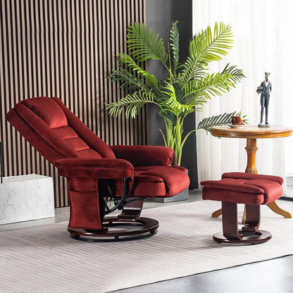 Poltrona reclinabile Mcombo con poggiapiedi, poltrona girevole massaggiante in tessuto