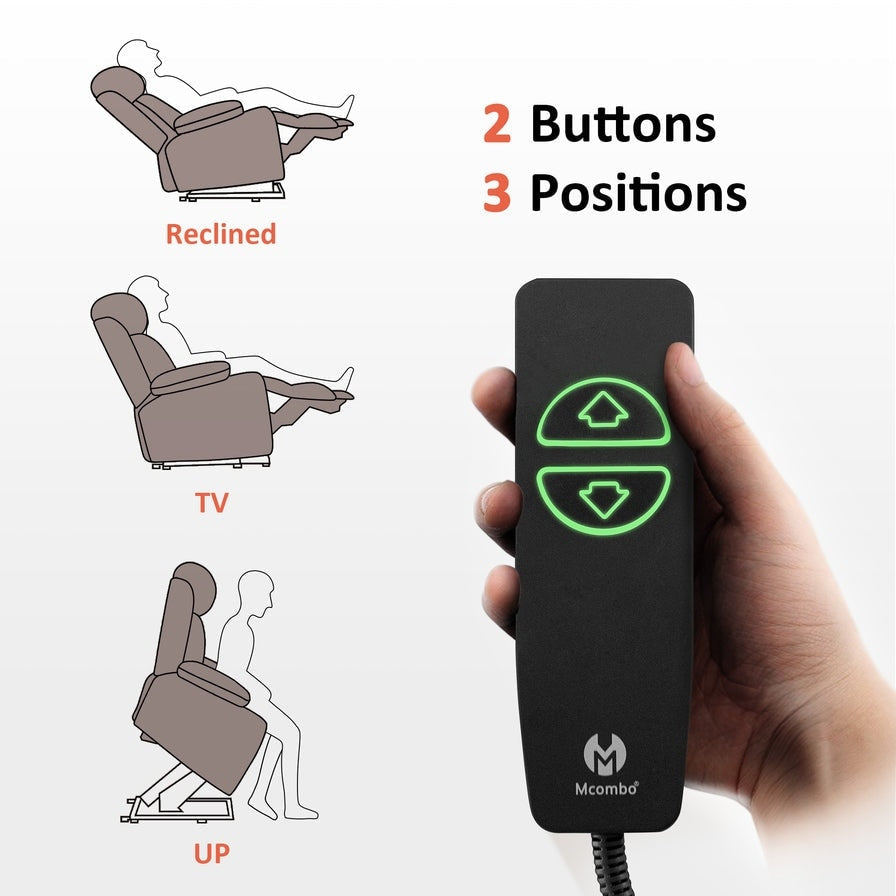 Poltrona reclinabile elettrica MCombo Small con massaggio e calore per anziani bassi, in similpelle 7569