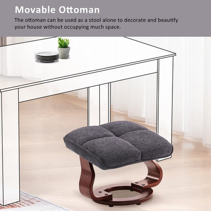 Poltrona reclinabile girevole MCombo con pouf e cuscino per il collo, tessuto in ciniglia