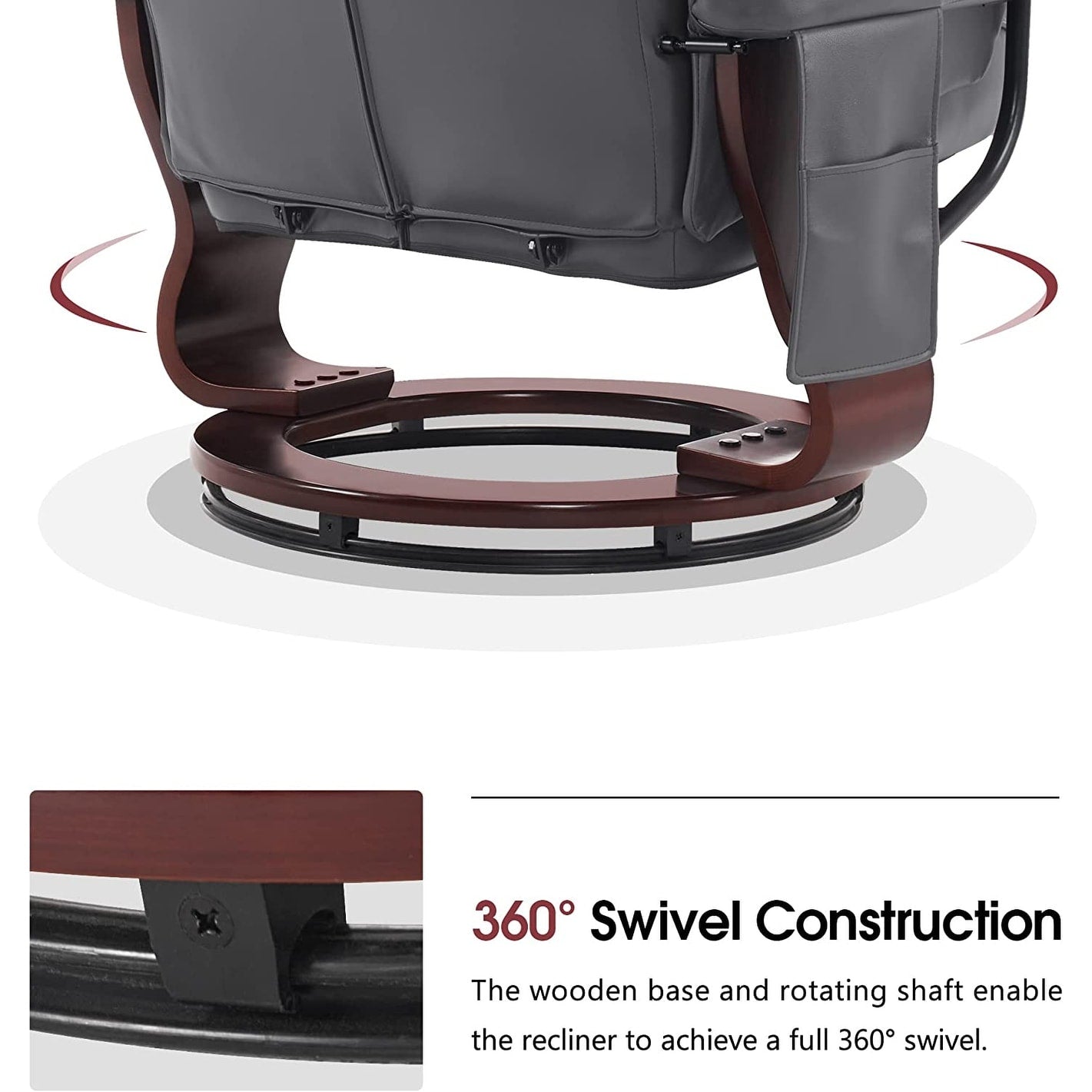 Poltrone reclinabili girevoli MCombo con poggiapiedi, poltrone TV con massaggio vibrante e tasca laterale