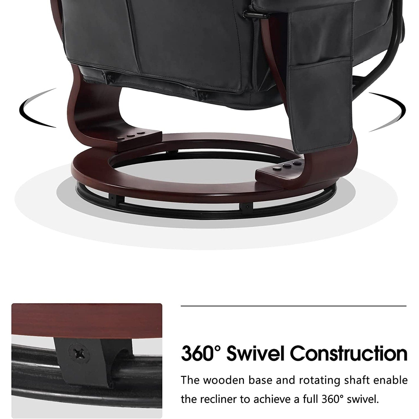 Poltrone reclinabili girevoli MCombo con poggiapiedi, poltrone TV con massaggio vibrante e tasca laterale