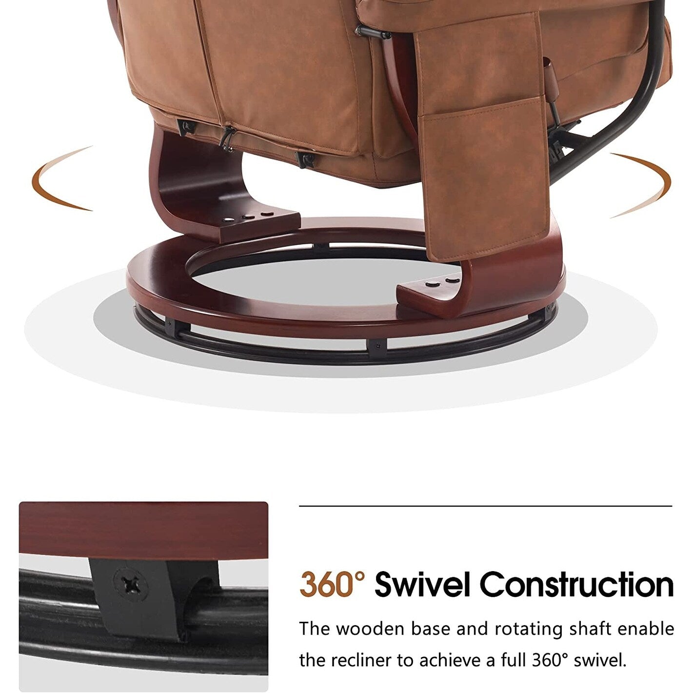 Poltrone reclinabili girevoli MCombo con poggiapiedi, poltrone TV con massaggio vibrante e tasca laterale