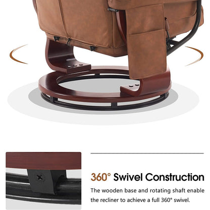 Poltrone reclinabili girevoli MCombo con poggiapiedi, poltrone TV con massaggio vibrante e tasca laterale