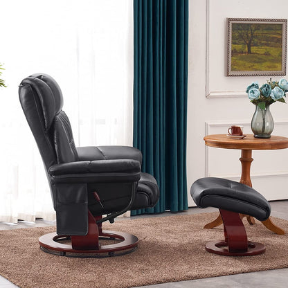 Poltrone reclinabili girevoli MCombo con poggiapiedi, poltrone TV con massaggio vibrante e tasca laterale