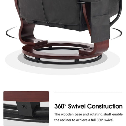 Poltrone reclinabili girevoli MCombo con poggiapiedi, poltrone TV con massaggio vibrante e tasca laterale