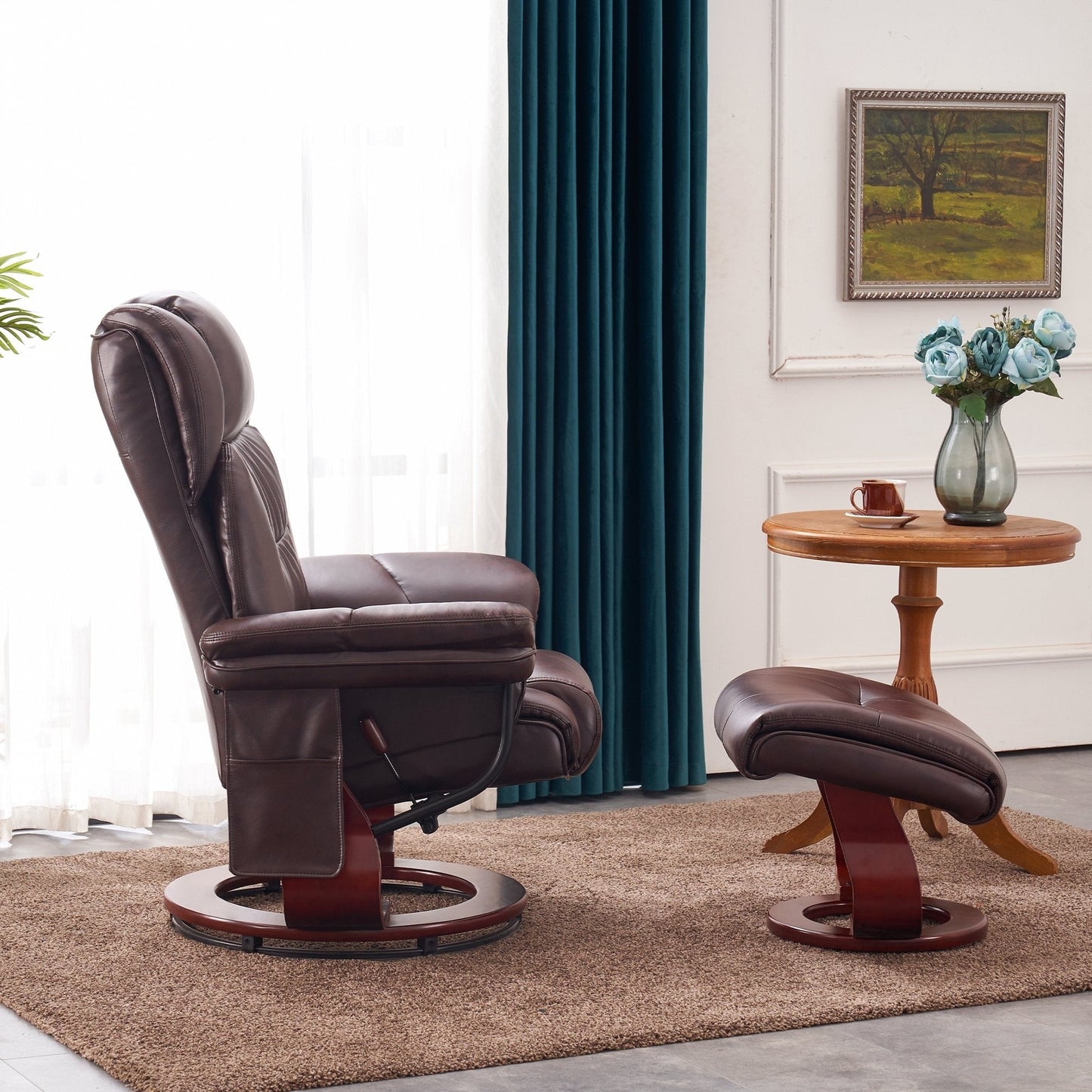 Poltrone reclinabili girevoli MCombo con poggiapiedi, poltrone TV con massaggio vibrante e tasca laterale