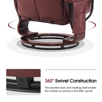 Poltrone reclinabili girevoli MCombo con poggiapiedi, poltrone TV con massaggio vibrante e tasca laterale