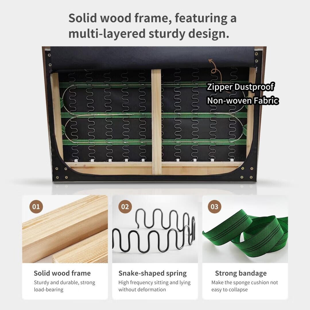 Divano a 4 posti in stile moderno di metà secolo, rivestimento in cotone e lino color noce, fodere rimovibili e lavabili, cuscini profondi con guanciali