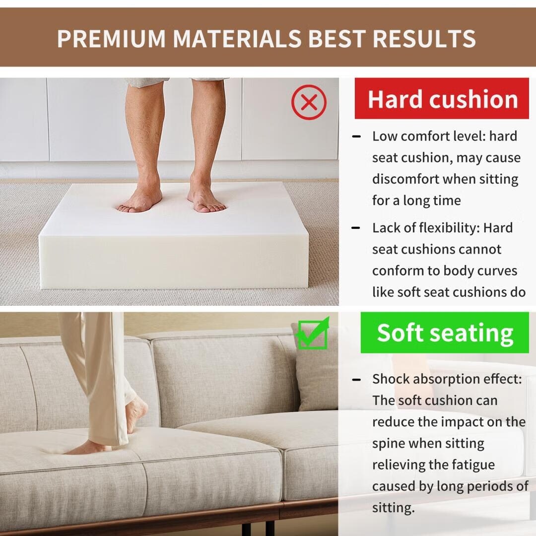 Divano a 4 posti in stile moderno di metà secolo, rivestimento in cotone e lino color noce, fodere rimovibili e lavabili, cuscini profondi con guanciali