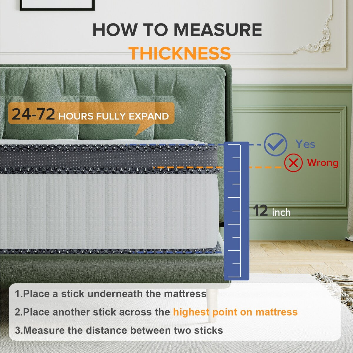 Materasso ibrido di livello di comfort medio da 10 pollici, traspirante e rinfrescante