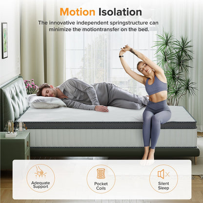 Materasso ibrido di livello di comfort medio da 10 pollici, traspirante e rinfrescante