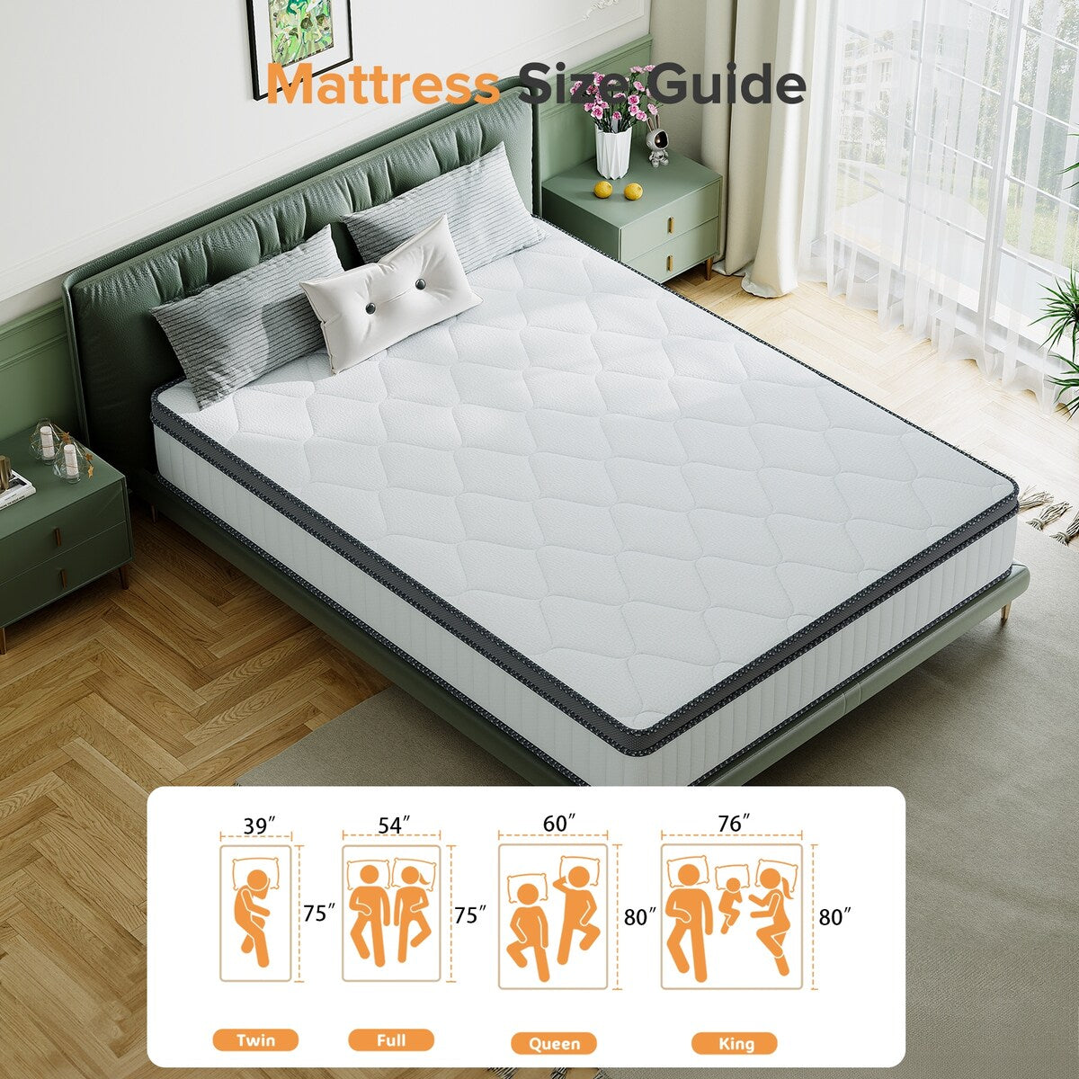 Materasso ibrido di livello di comfort medio da 10 pollici, traspirante e rinfrescante