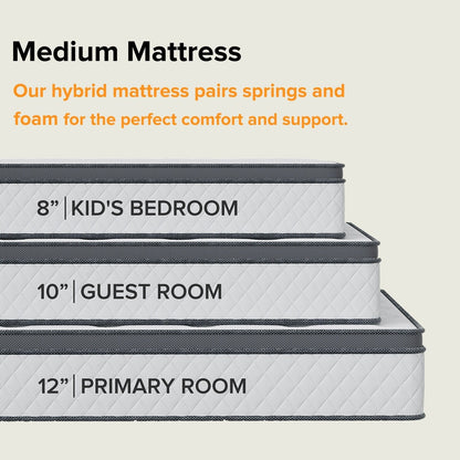 Materasso ibrido di livello di comfort medio da 8 pollici, traspirante e rinfrescante - TWIN