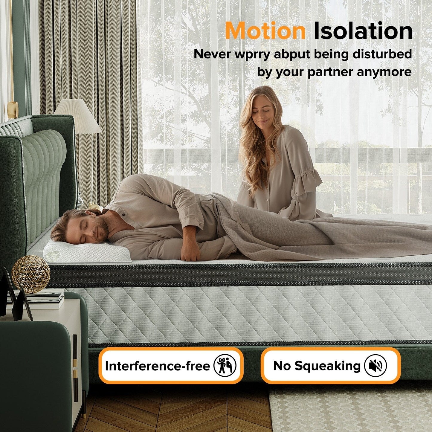 Materasso ibrido di livello di comfort medio da 8 pollici, traspirante e rinfrescante - TWIN