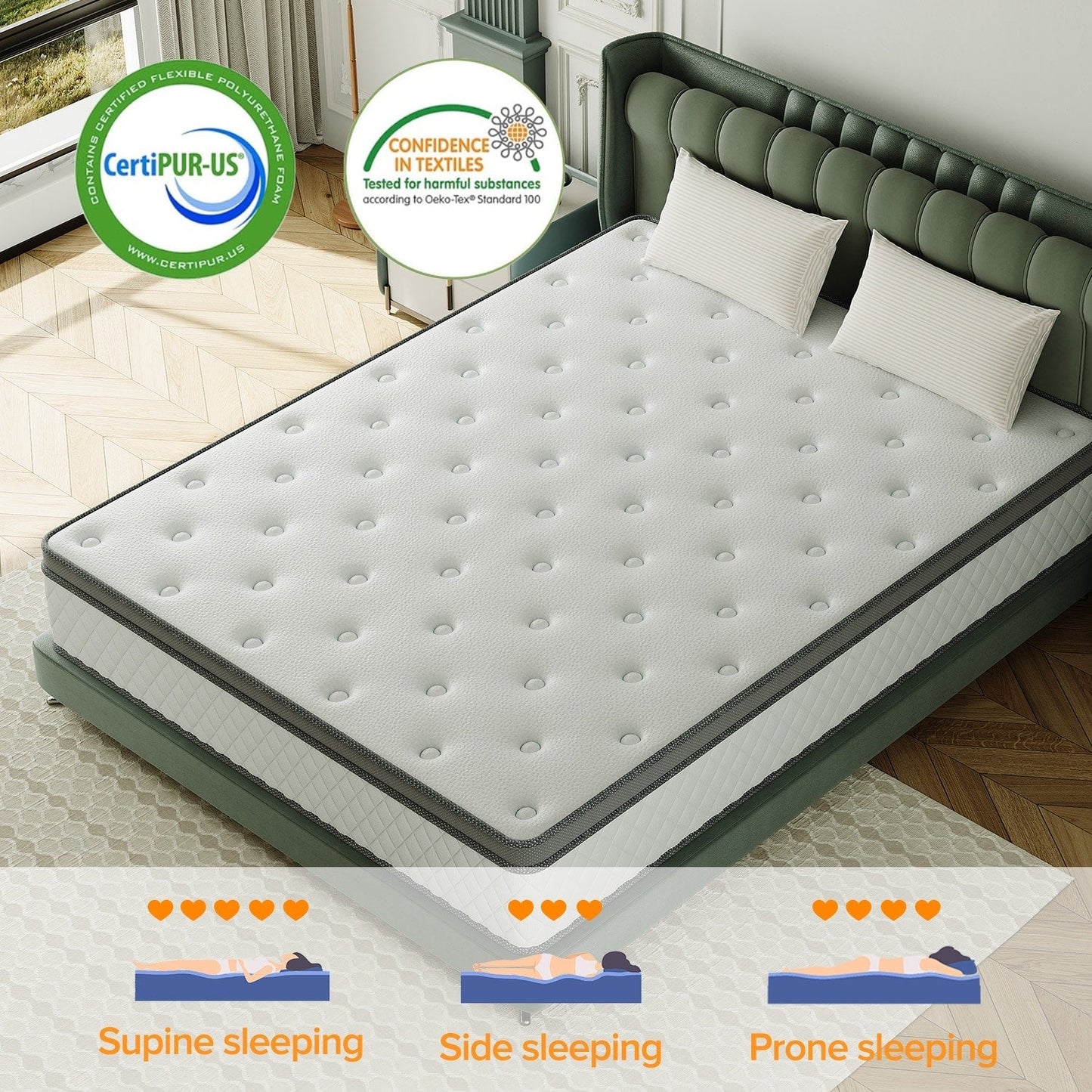 Materasso ibrido di livello di comfort medio da 8 pollici, traspirante e rinfrescante - TWIN