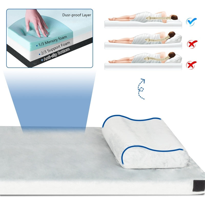 Materasso da campeggio in memory foam con cuscino, fodera rimovibile e borsa portaoggetti