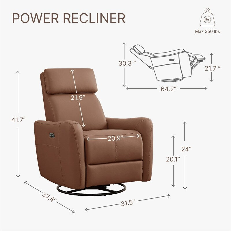 Poltrona reclinabile per allattamento Merlin Power Swivel Glider Rocker Recliner