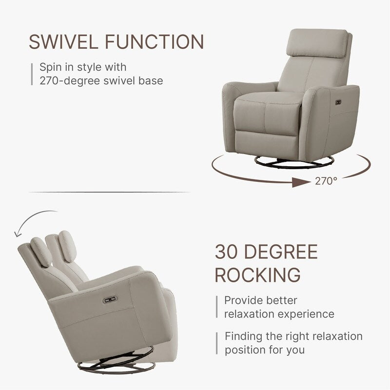 Poltrona reclinabile per allattamento Merlin Power Swivel Glider Rocker Recliner