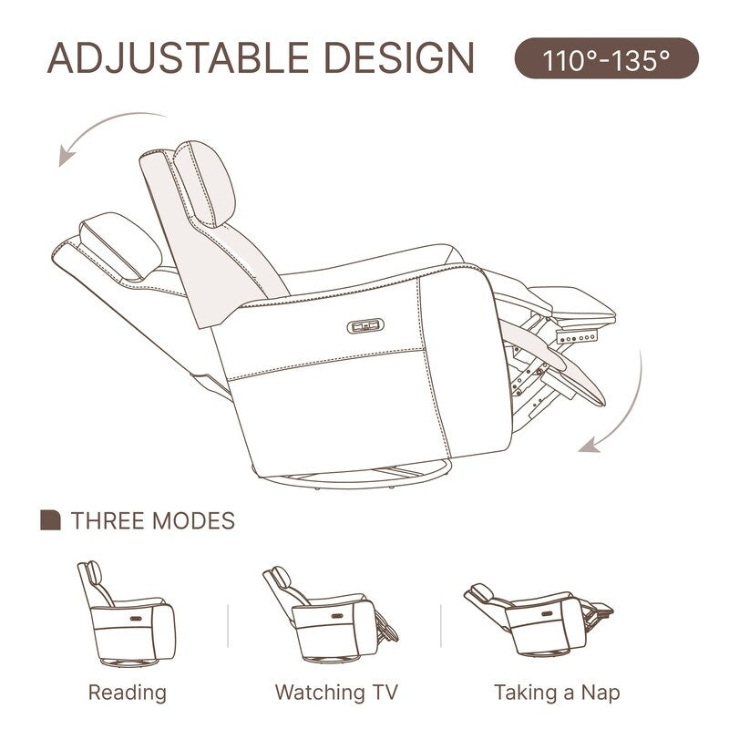 Poltrona reclinabile per allattamento Merlin Power Swivel Glider Rocker Recliner