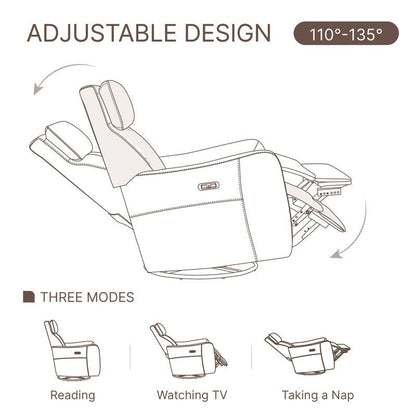 Poltrona reclinabile per allattamento Merlin Power Swivel Glider Rocker Recliner