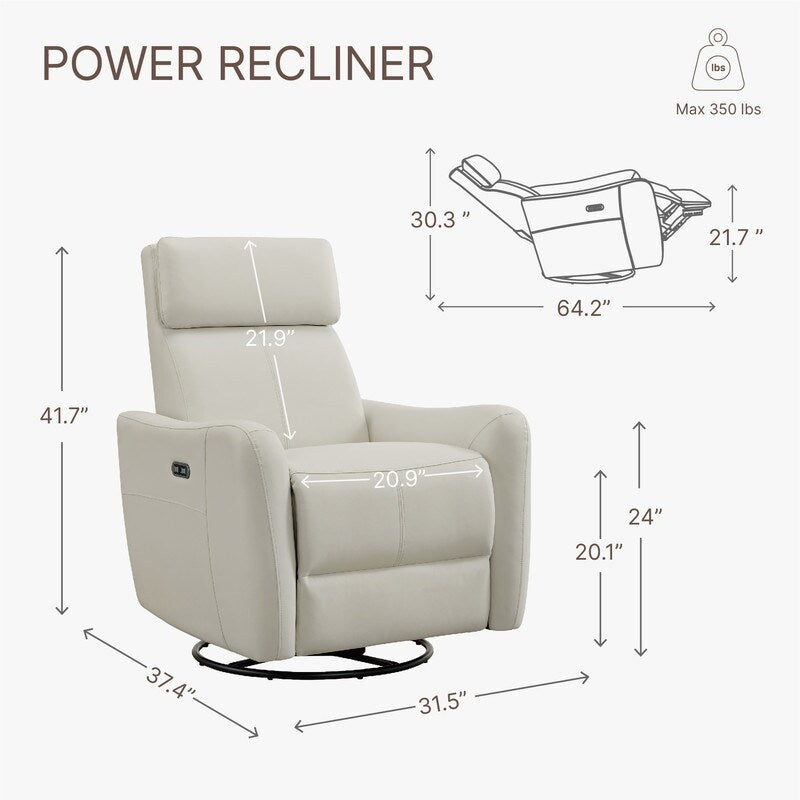 Poltrona reclinabile per allattamento Merlin Power Swivel Glider Rocker Recliner