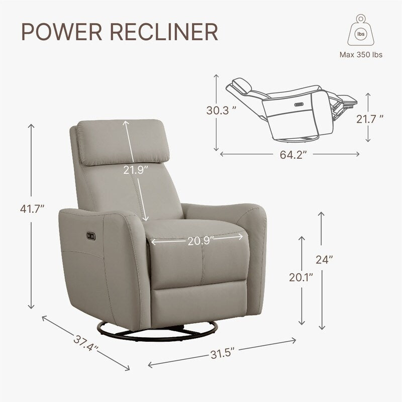 Poltrona reclinabile per allattamento Merlin Power Swivel Glider Rocker Recliner