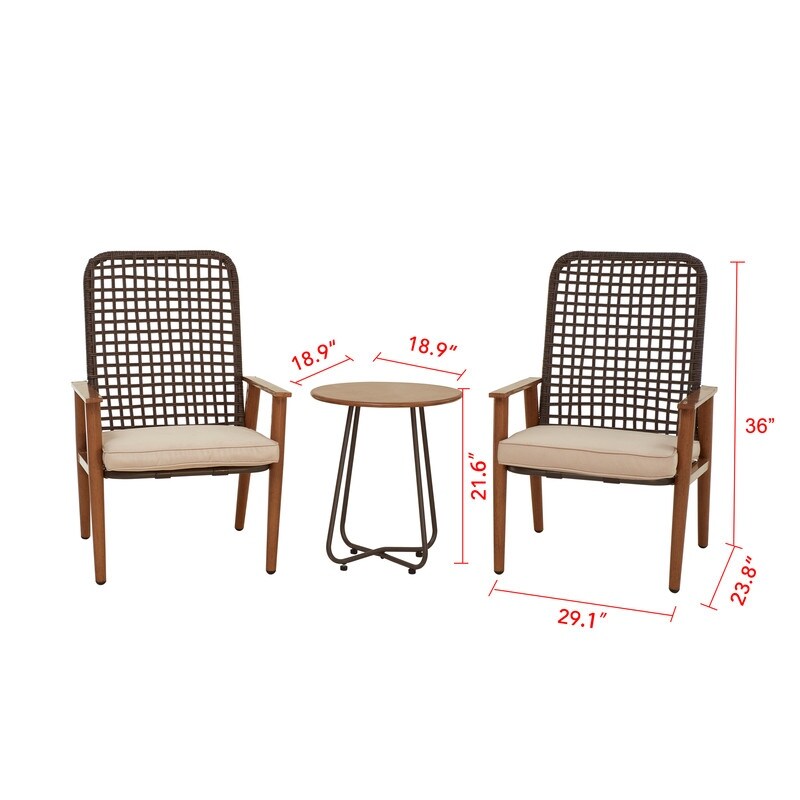 Set da conversazione per esterni in rete da 3 pezzi