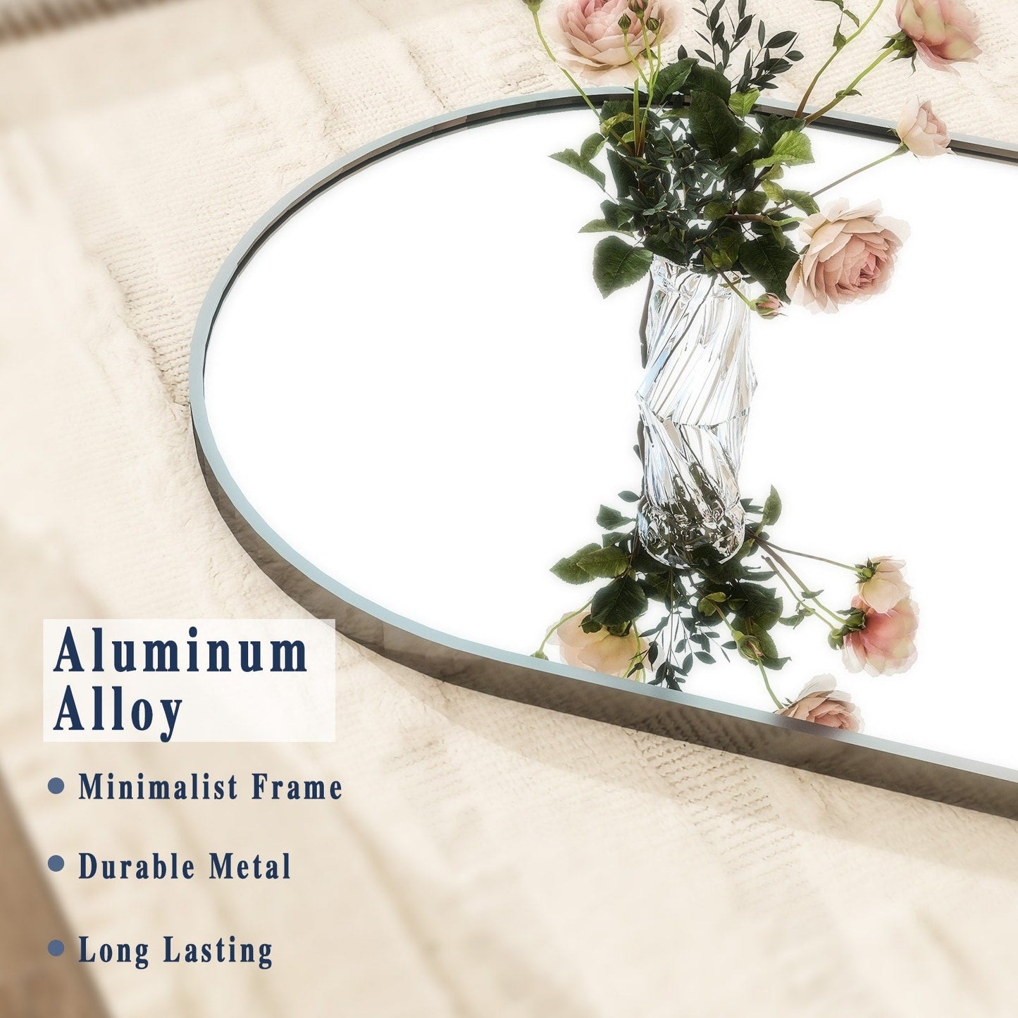 Specchio a figura intera ad arco in metallo, specchio da terra, specchio da parete